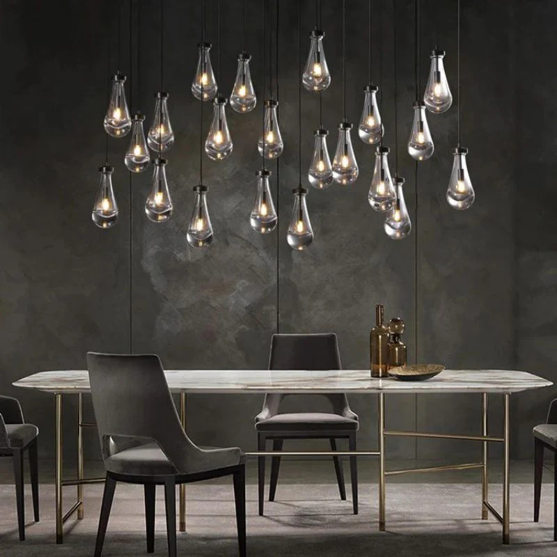 Raindrop Glass Linear Chandelier 72"