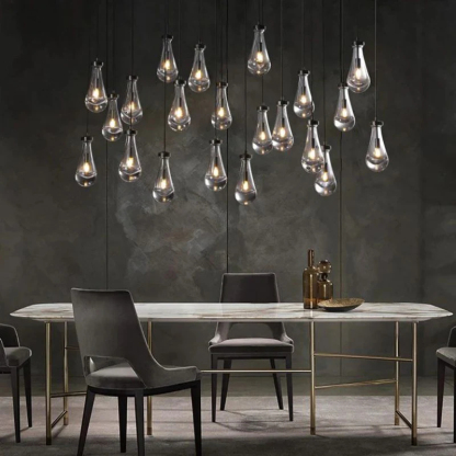 Raindrop Glass Linear Chandelier 72"