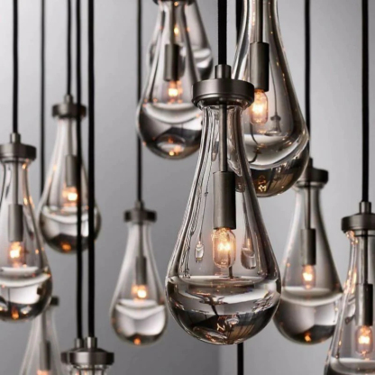 Raindrop Glass Linear Chandelier 72"