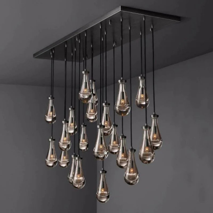 Raindrop Glass Linear Chandelier 72"