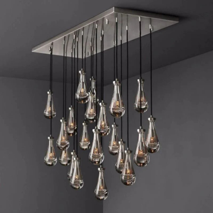 Raindrop Glass Linear Chandelier 72"