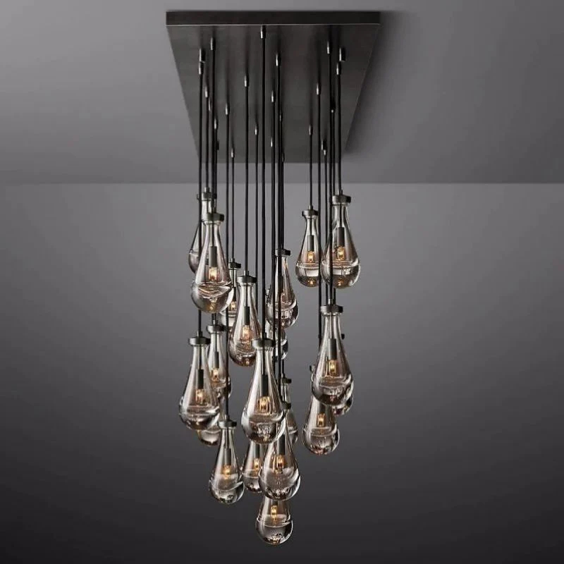 Raindrop Glass Linear Chandelier 72"