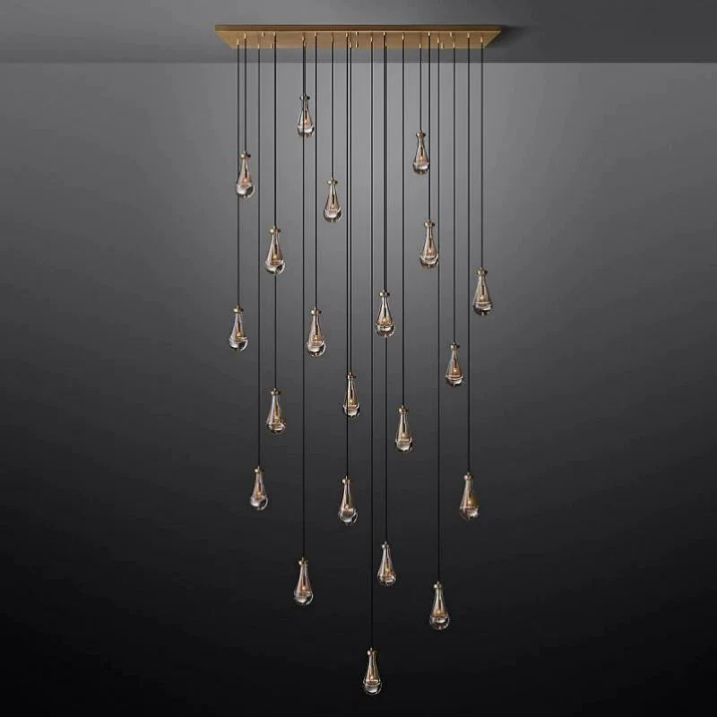 Raindrop Glass Linear Chandelier 72"