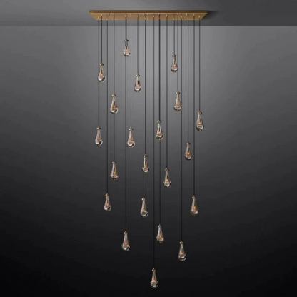 Raindrop Glass Linear Chandelier 72"