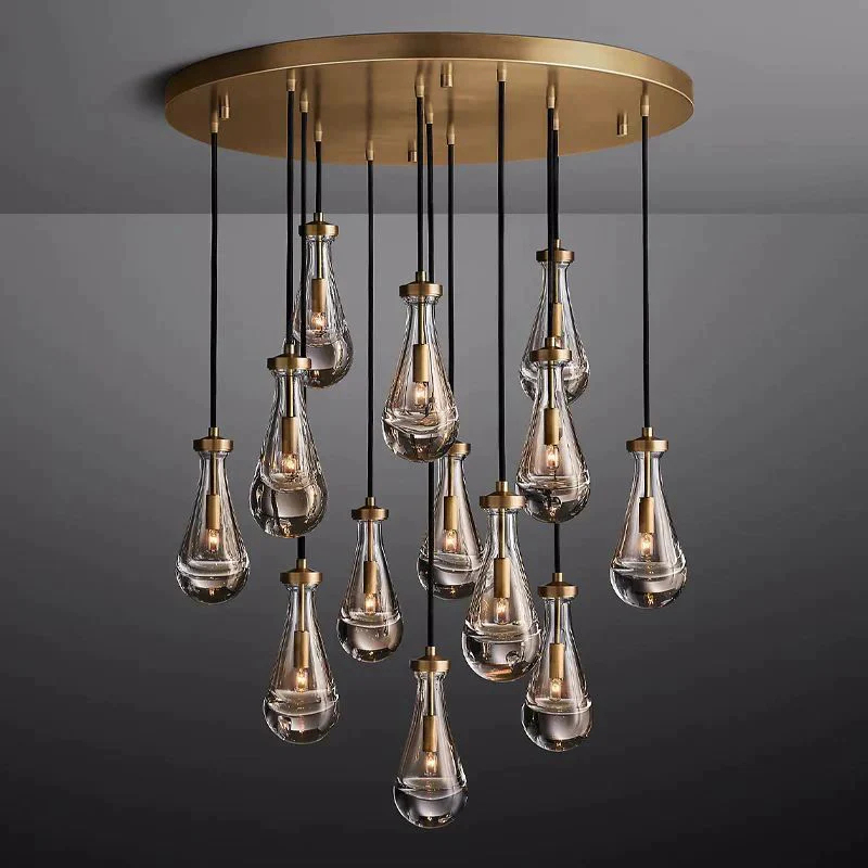 Raindrop Glass Round Chandelier 36"