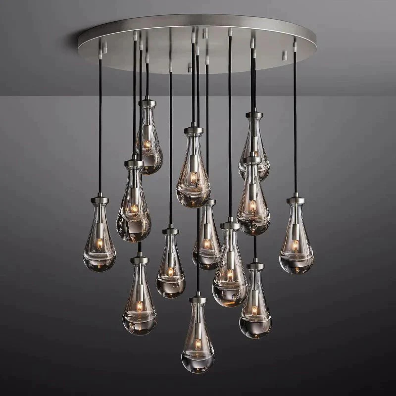 Raindrop Glass Round Chandelier 36"