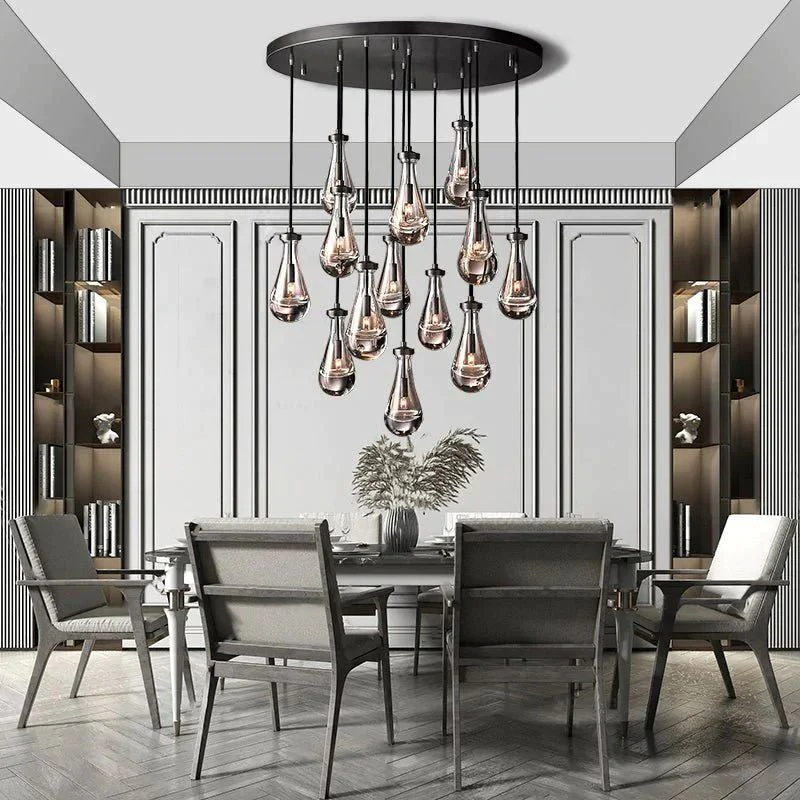 Raindrop Glass Round Chandelier 36"