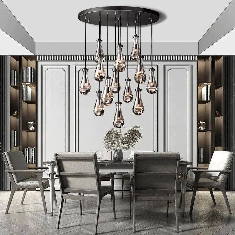 Raindrop Glass Round Chandelier 36"