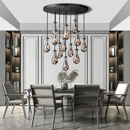 Raindrop Glass Round Chandelier 36"