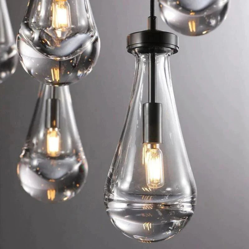 Raindrop Glass Round Chandelier 36"