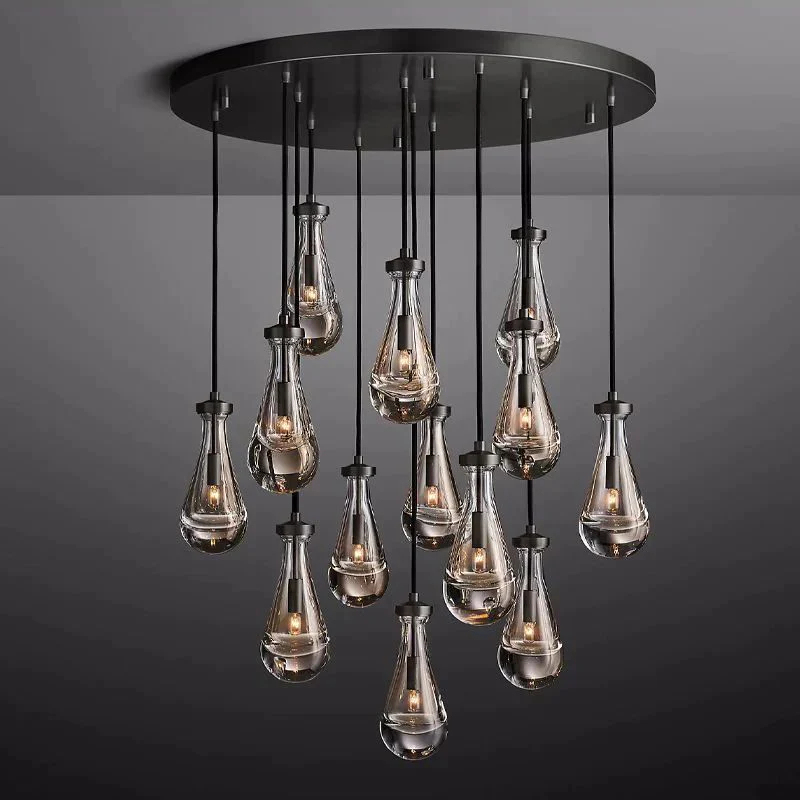 Raindrop Glass Round Chandelier 36"