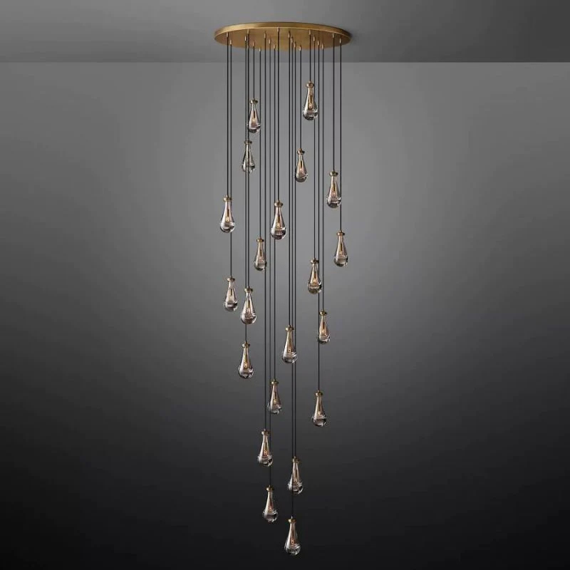 Raindrop Glass Round Chandelier 47"