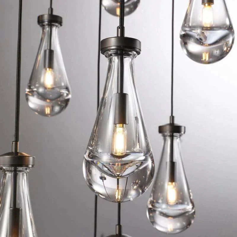 Raindrop Glass Round Chandelier 47"