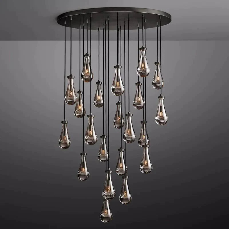 Raindrop Glass Round Chandelier 47"
