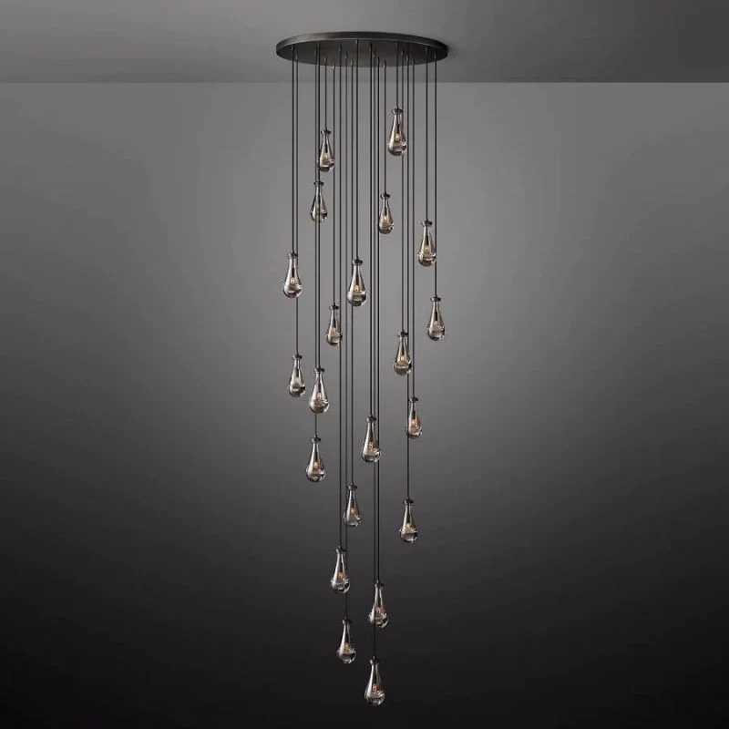 Raindrop Glass Round Chandelier 47"