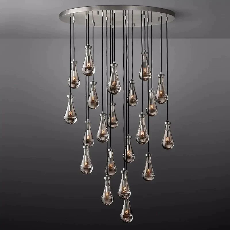 Raindrop Glass Round Chandelier 47"