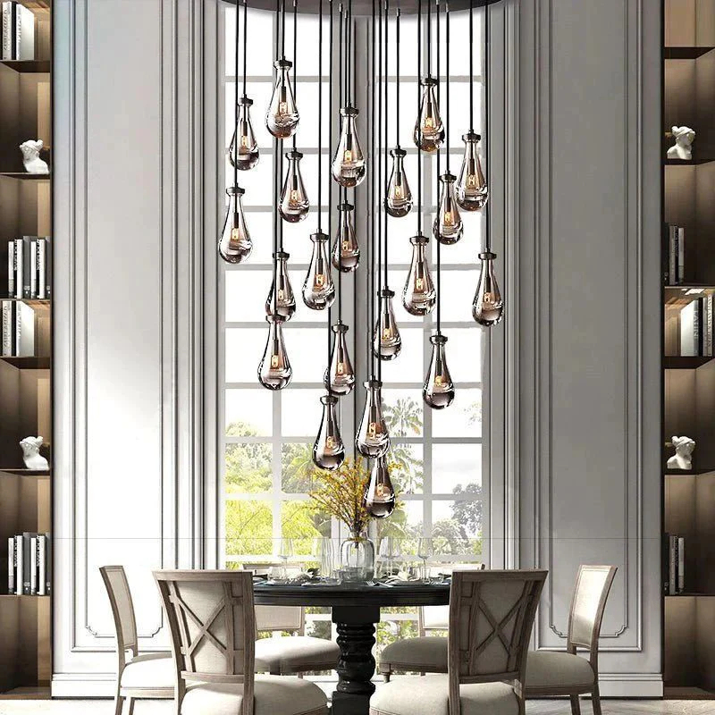 Raindrop Glass Round Chandelier 47"
