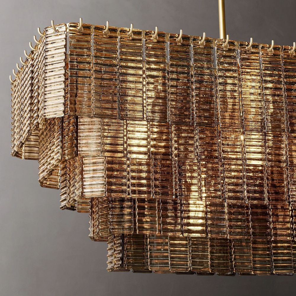 Siren Smoke Glass Rectangle Chandelier 59"