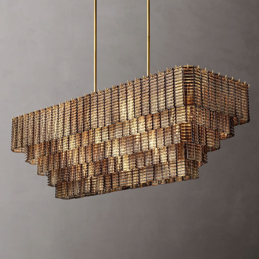 Siren Smoke Glass Rectangle Chandelier 59"