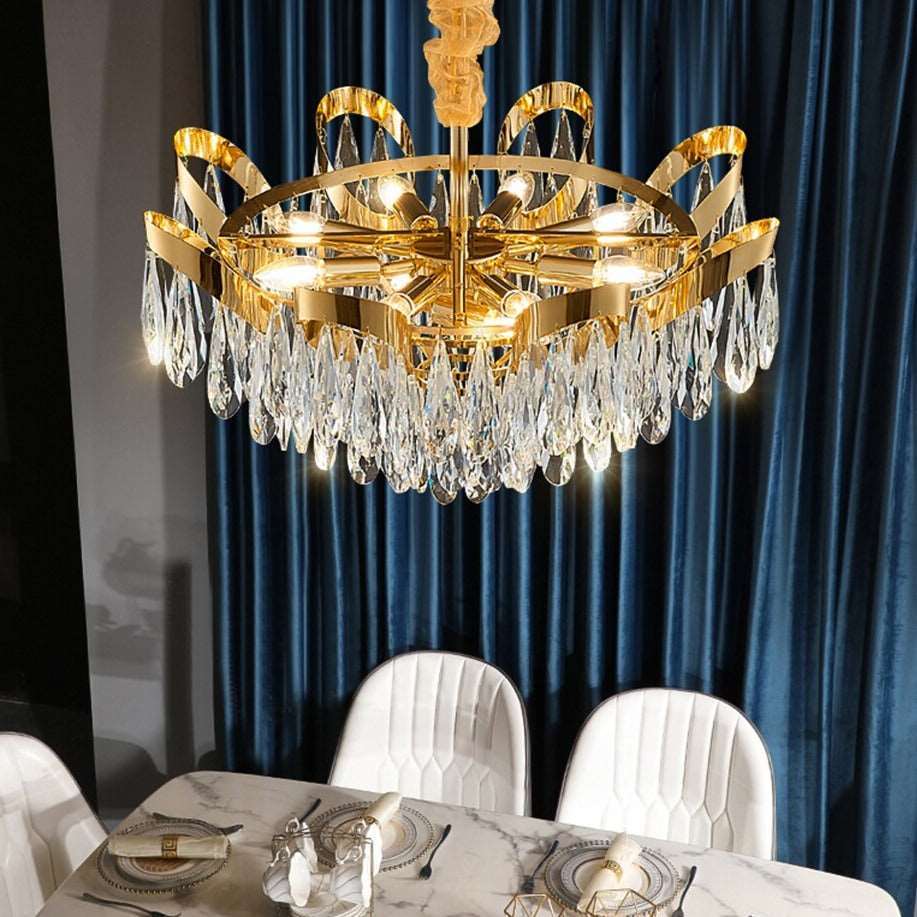 Andria Gold Plated Crystal Chandelier-Sylvia Space