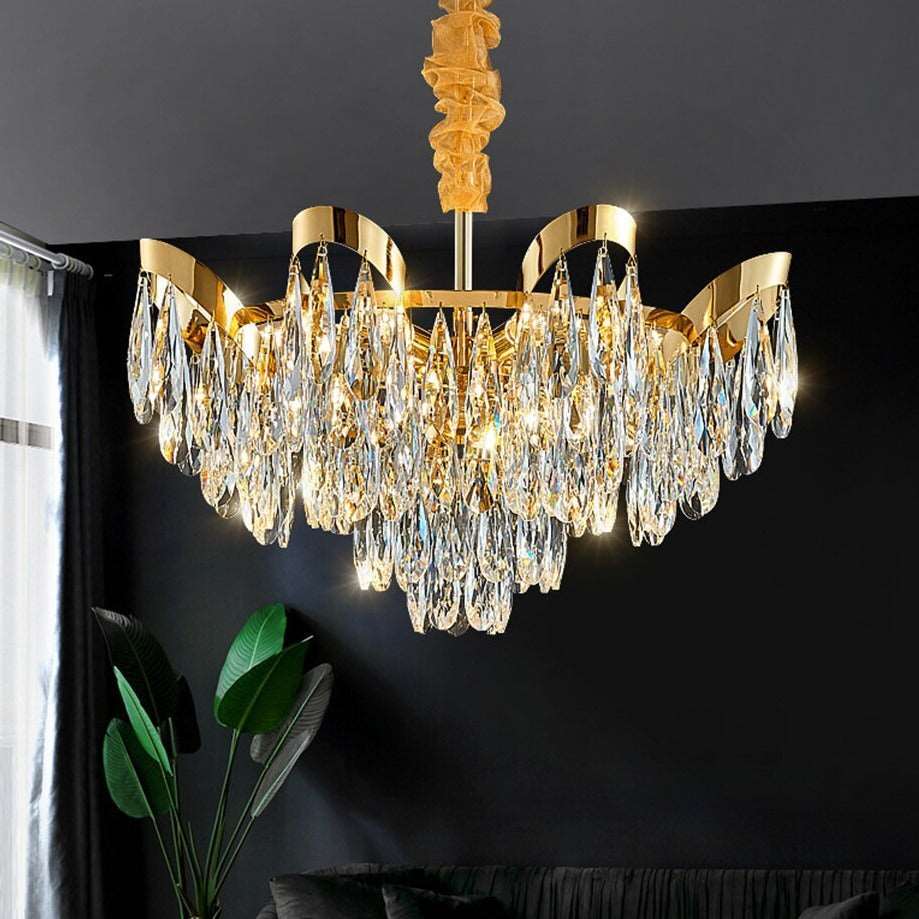 Andria Gold Plated Crystal Chandelier-Sylvia Space