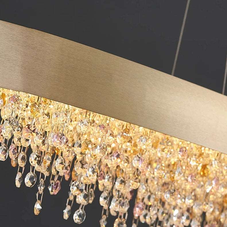 Alleri Brushed Stainless Steel Crystal Dining Room Chandelier-Sylvia Space