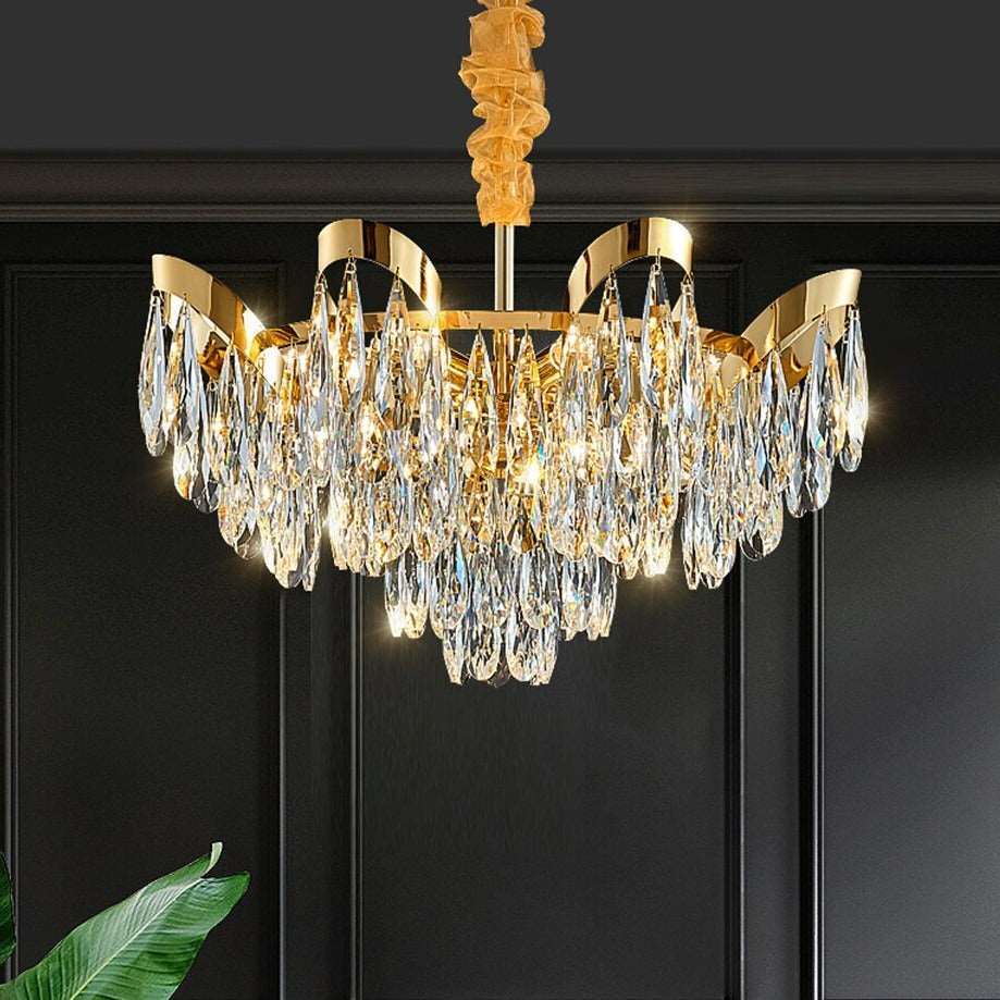 Andria Gold Plated Crystal Chandelier-Sylvia Space