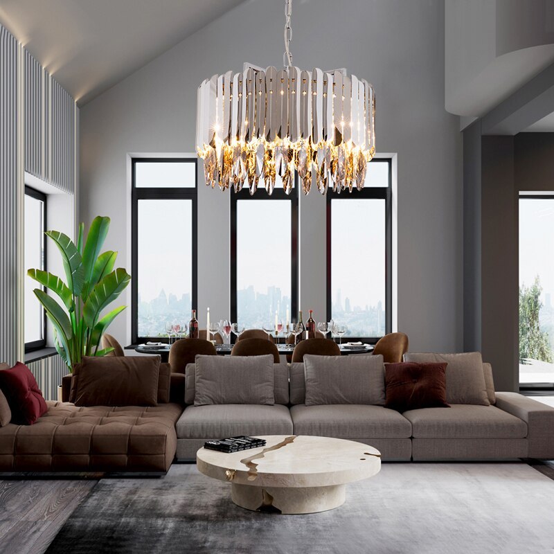 Legance Crystal Stainless Steel Chandelier, Chrome-Sylvia Space