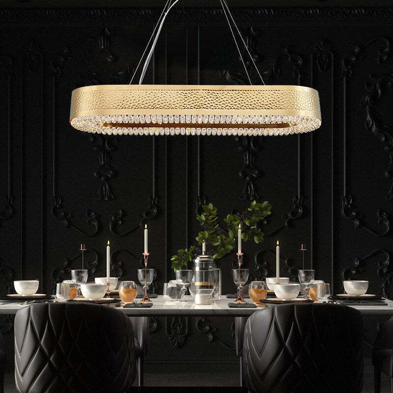 Giovanni Gold Plated Crystal Dining Room Chandelier-Sylvia Space