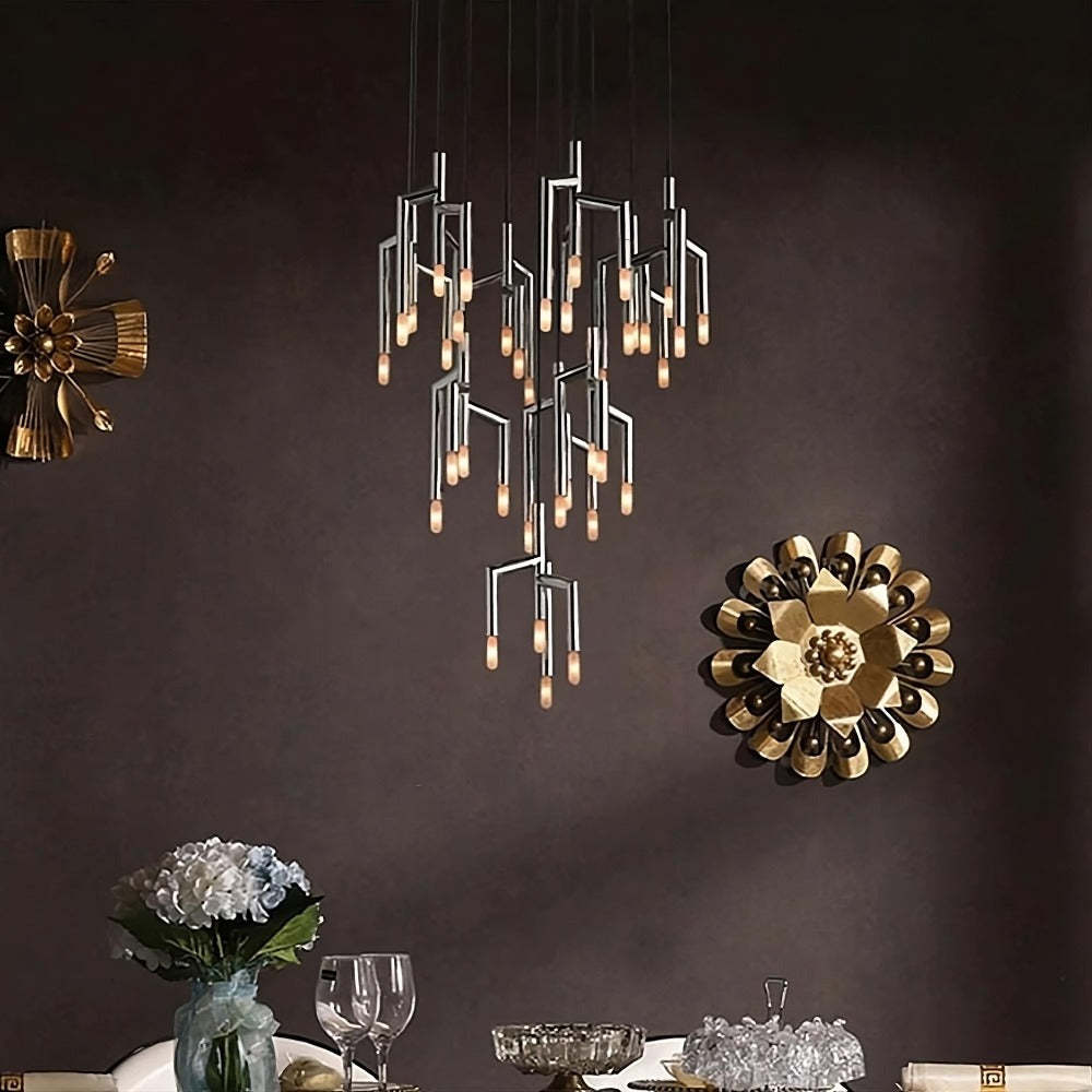 40-Light Stainless Steel Pendant Ceiling Light-Sylvia Space