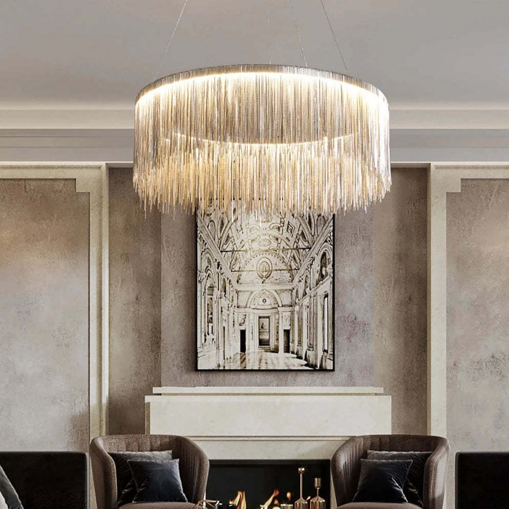 Cadena Stainless Steel Chandelier-Sylvia Space