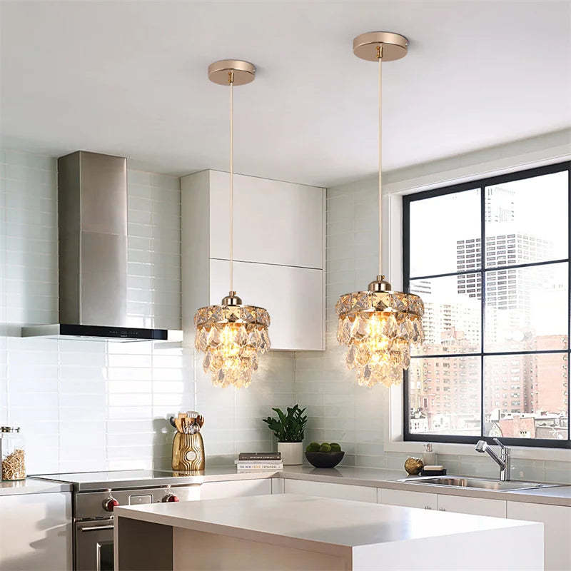 Lazzo Crystal Pendant Ceiling Light-Sylvia Space