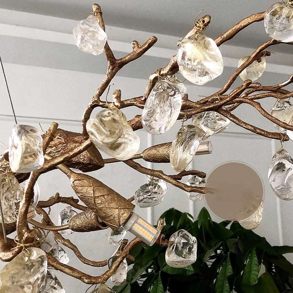 Albero Copper & Natural Crystal Stone Chandelier-Sylvia Space