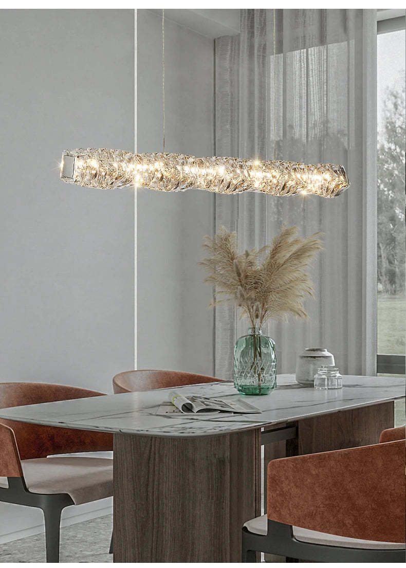 60" Bacci Modern Crystal Dining Room Chandelier-Sylvia Space
