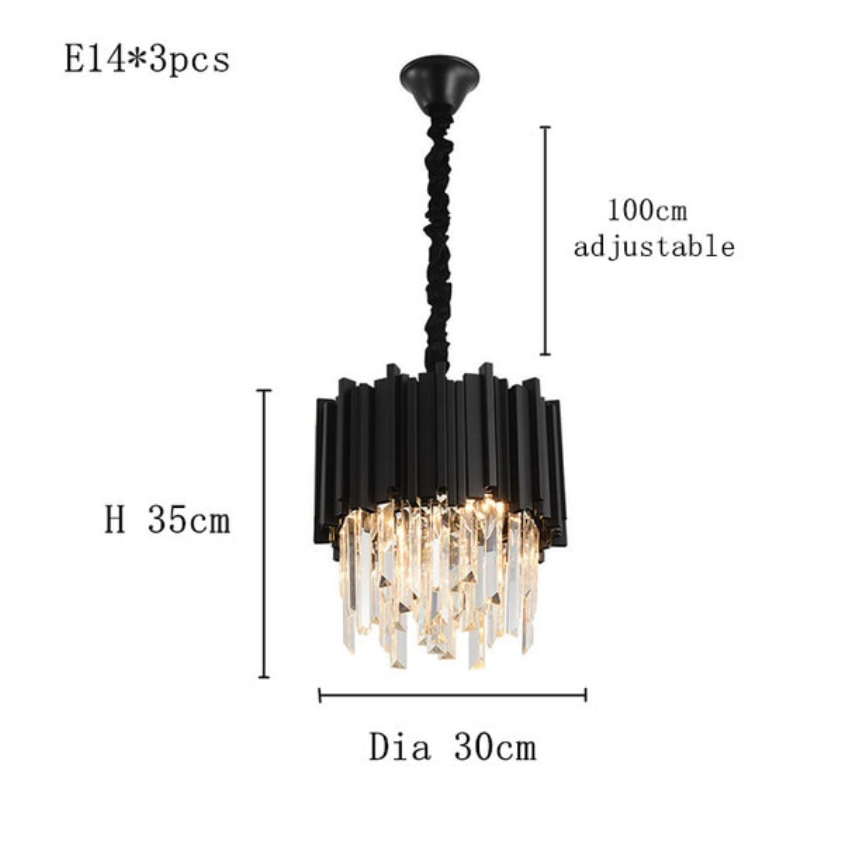 Gio 12" Crystal Chandelier - Black-Sylvia Space
