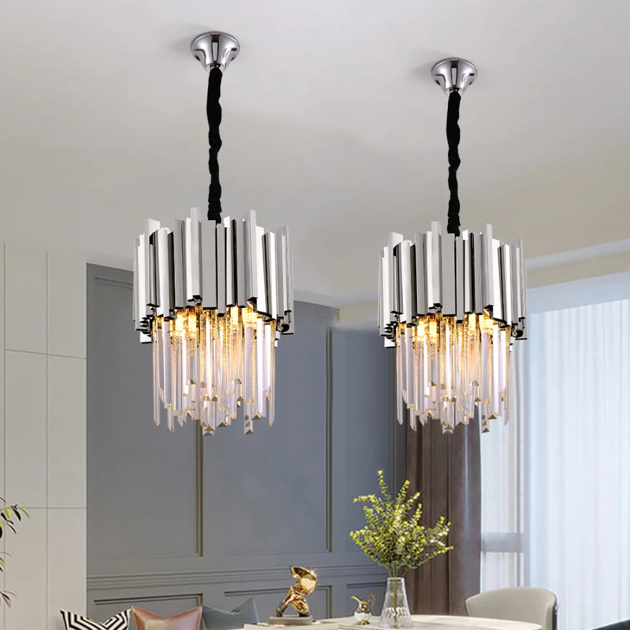 Gio Crystal Pendant Chandelier, Silver-Sylvia Space