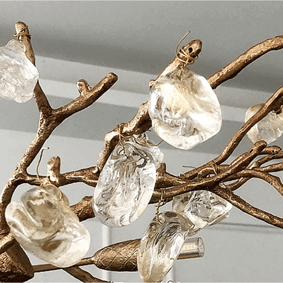 Albero Copper & Natural Crystal Stone Chandelier-Sylvia Space