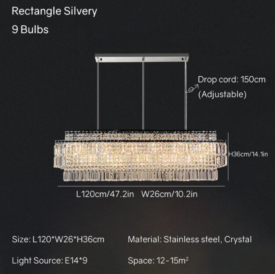 Stefano 47" Crystal Kitchen Island Chandelier-Sylvia Space