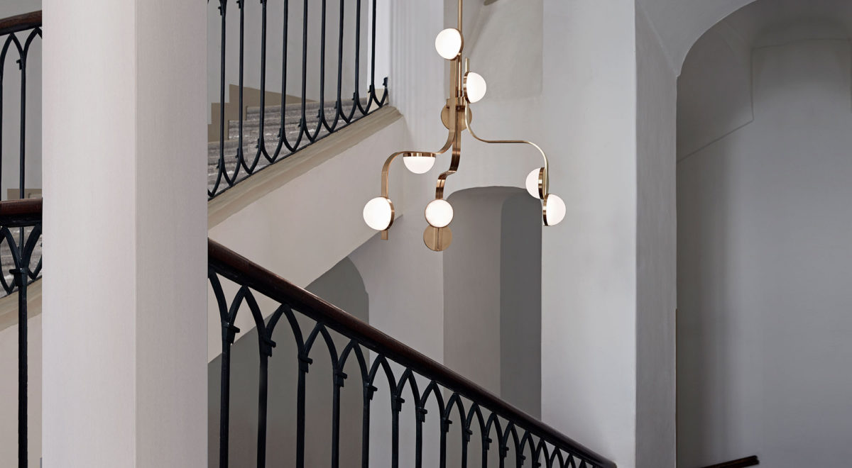 Script 9-Light Modern Brass Chandelier - Lobmeyr-Sylvia Space