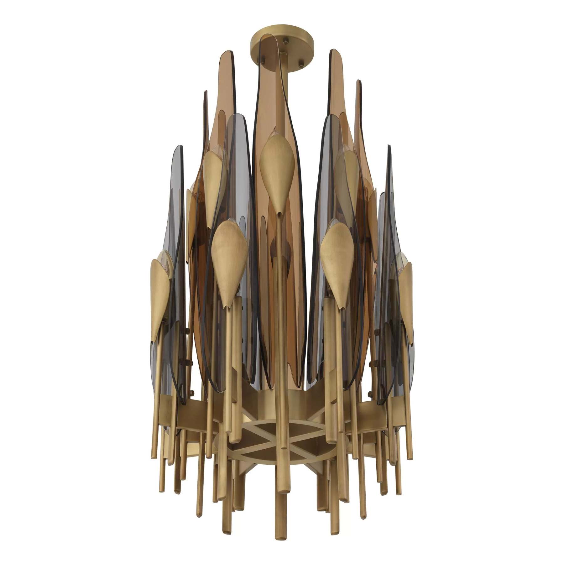 Sky Vertical Modern Brass Chandelier [Antique Brass/Bronze Highlight Finish) - Eichholtz-Sylvia Space