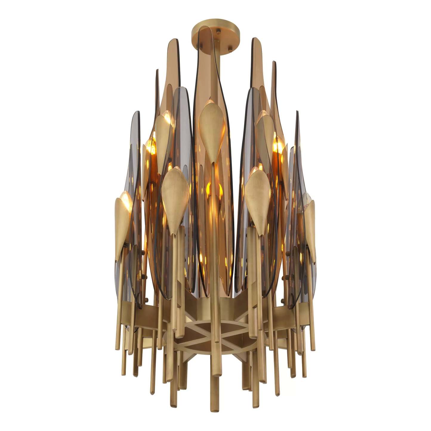 Sky Vertical Modern Brass Chandelier [Antique Brass/Bronze Highlight Finish) - Eichholtz-Sylvia Space