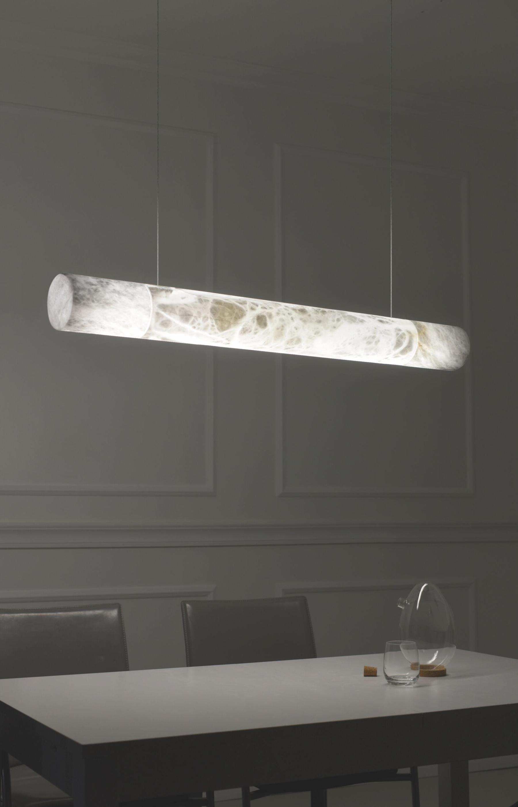 Cylindrical Alabaster Linear Chandelier