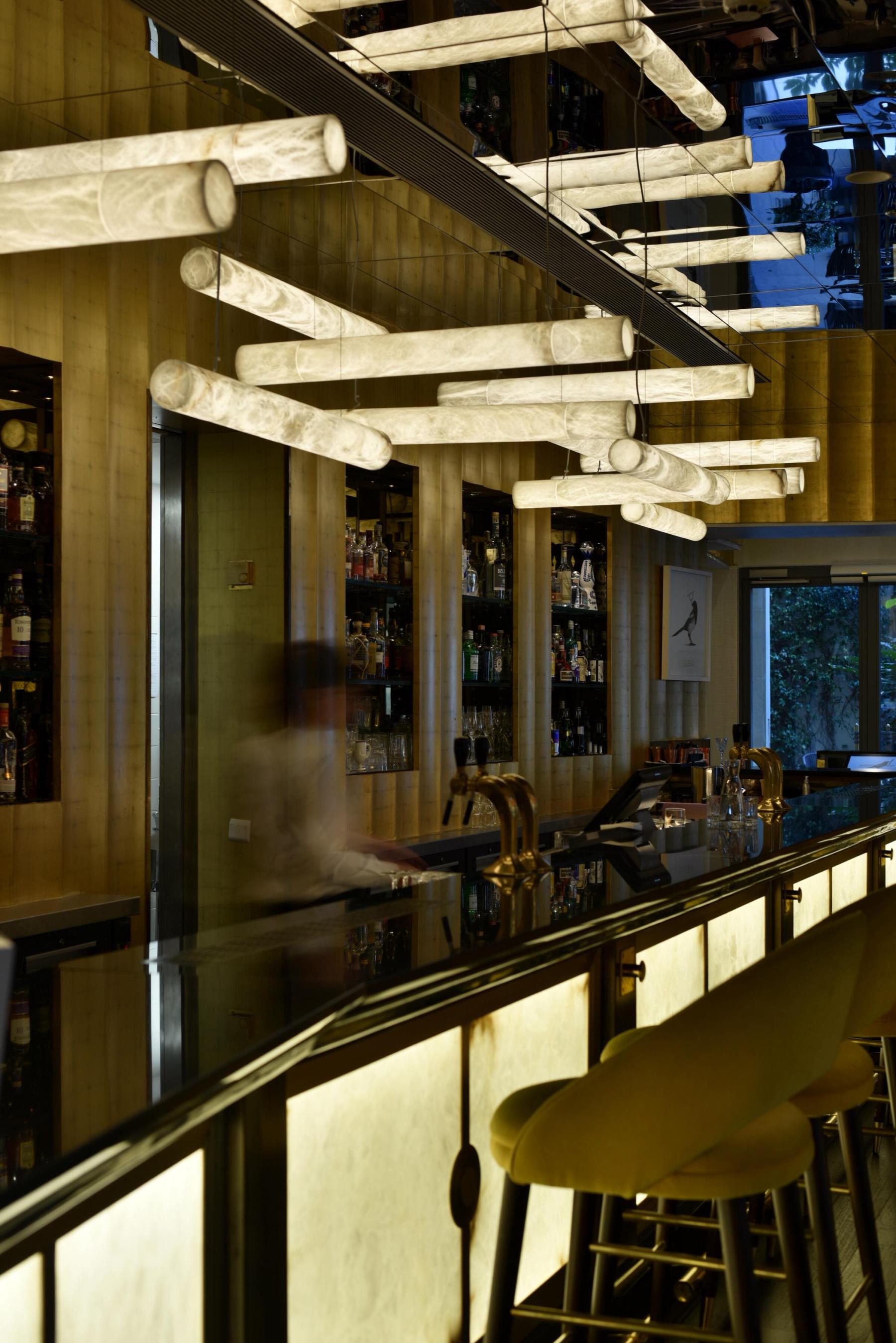 Cylindrical Alabaster Linear Chandelier