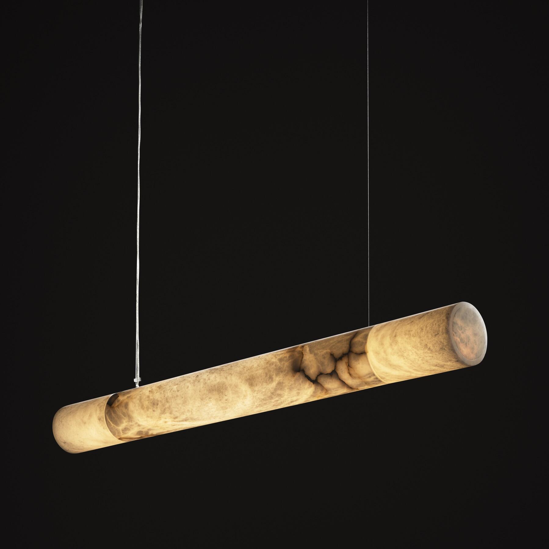 Cylindrical Alabaster Linear Chandelier