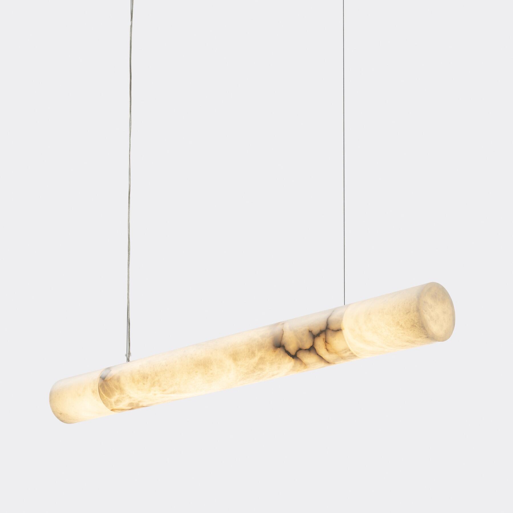 Cylindrical Alabaster Linear Chandelier