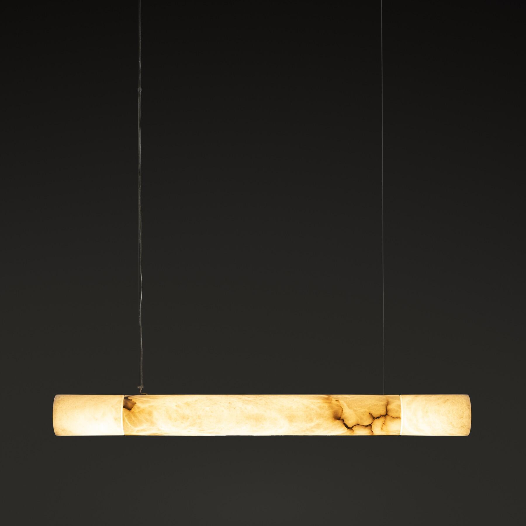 Cylindrical Alabaster Linear Chandelier