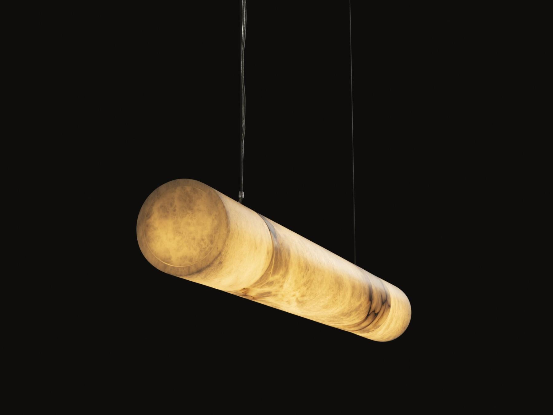 Cylindrical Alabaster Linear Chandelier