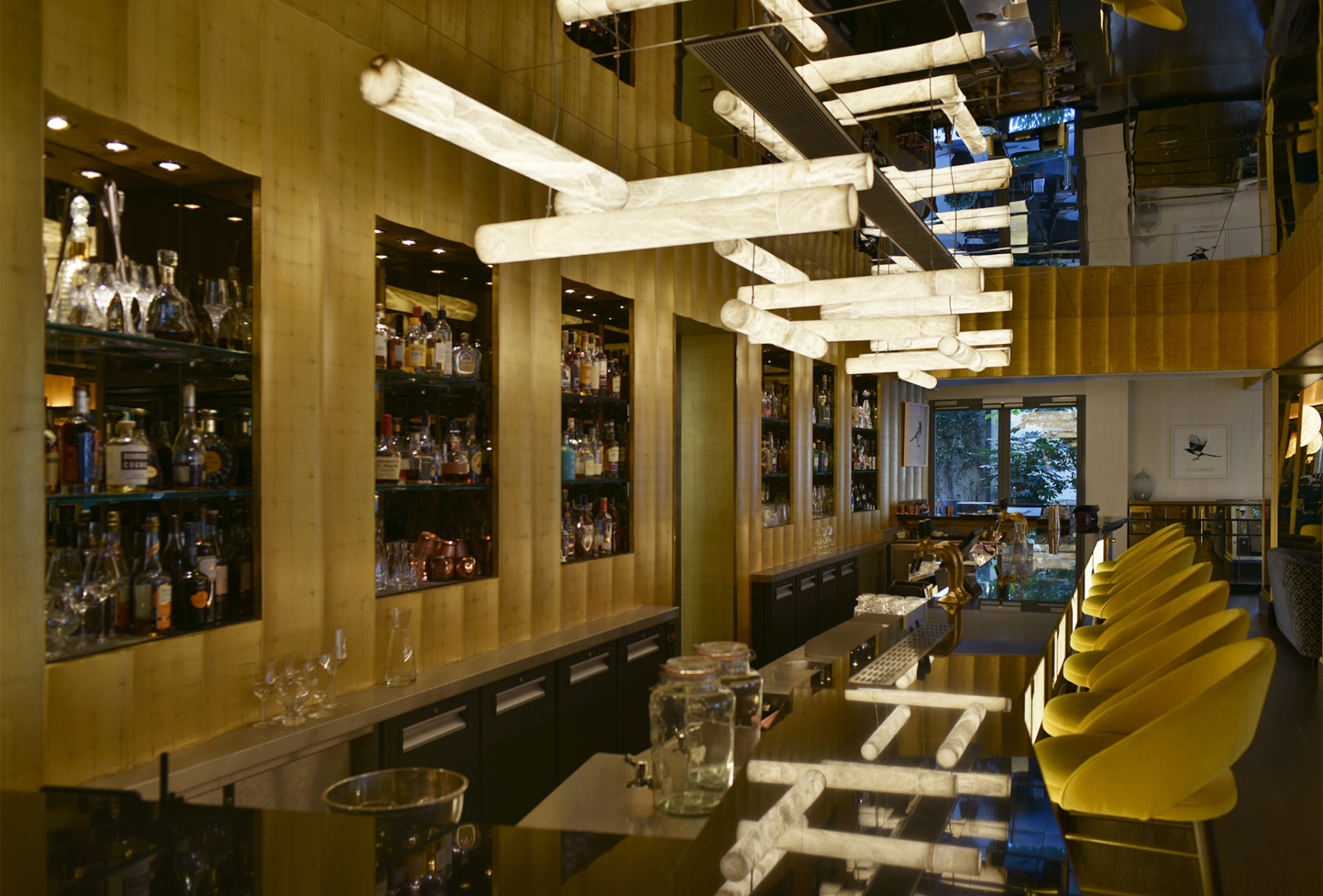 Cylindrical Alabaster Linear Chandelier