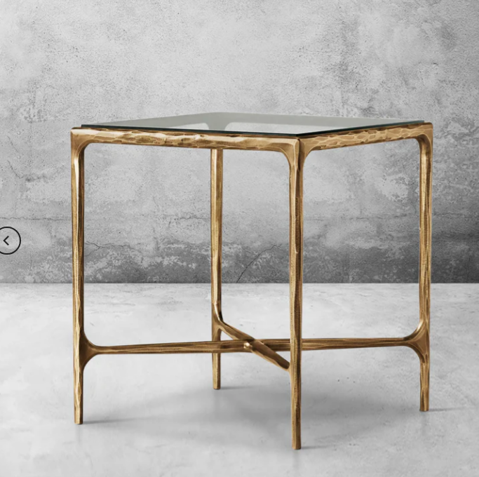 Thaddeus Forged Iron Glass Square Side Table 18"