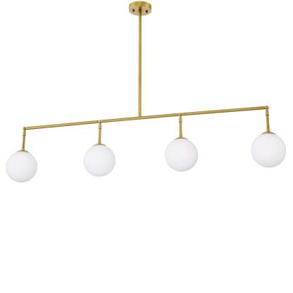 Tara Modern Brass Chandelier - (Antique Brass Finish | White Glass) - Eichholtz-Sylvia Space